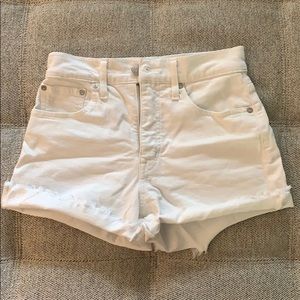 Madewell High Rise White Denim Shorts